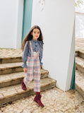 Cocote - Plaid Overalls Set for girls - Red and blue plaid squares