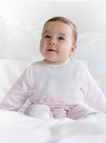 Charming baby pink bodysuit with ruffles by Rapife - Long sleeve onesie for girls