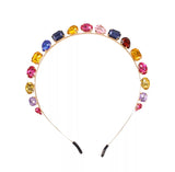 Jewel Hair Band for little girls - Multi-color crystal stone design - Metallic gold frame