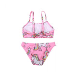 Unicorn Two-piece Pink Swimsuit for Toddlers - Unicorns and rainbows print