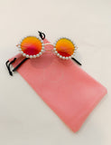 Round Pearls Kids Sunglasses - Pearl and metal frame - Fire Red