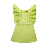 Jasmine Dress by MOQUE - neon green dress with ruffles on sleeves