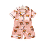 Bear Silk Pyjamas - Pink Silk pajamas with comfortable shorts