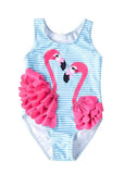 Striped Flamingo One-piece Swimsuit for Toddlers