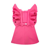 Jasmine Dress by MOQUE - neon pink dress with ruffles on sleeves