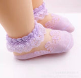 Sheer Baby Socks - Light Ribbon accent - Purple