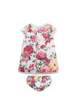 White Floral Dress by Newness Couture - Cute floral dress with short pant for little girls - back