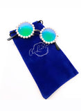 Round Pearls Kids Sunglasses - Pearl and metal frame - Turquoise