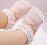 Sheer Baby Socks - Light Ribbon accent - White