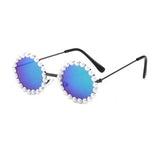 Round Pearls Kids Sunglasses - Pearl and metal frame - Turquoise