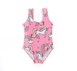 Unicorn One Piece Swimsuit for Toddlers - Unicorns and rainbows print
