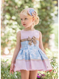 Dolce Petit Blue floral and Pink Dress